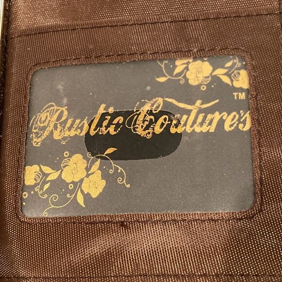 Rustic Couture Brown/Tan Croc Print Patent leather Clutch Wallet - Picture 4 of 4